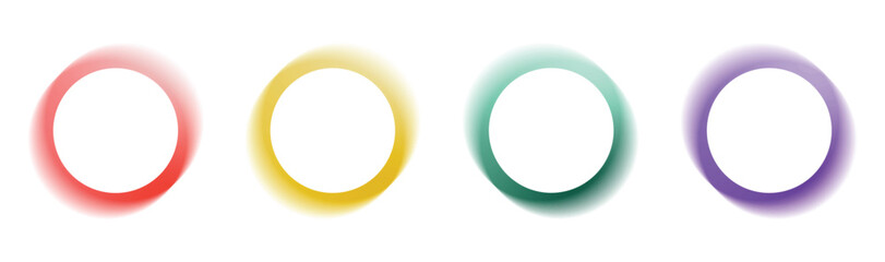 Wall Mural - colorful circle ring frame gradient light vector design element set isolated in red, yellow, green, 