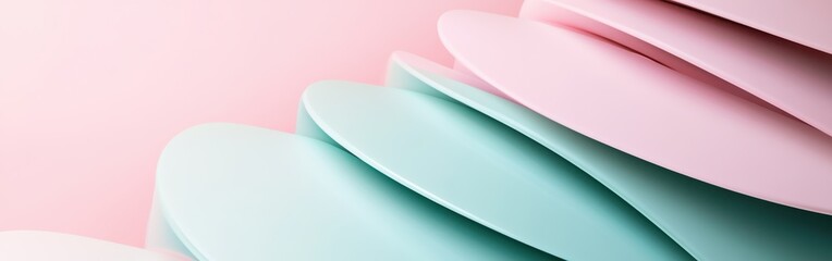 Poster - Elegant pastel pink and teal arcs create a harmonious blend that enhances aesthetics and balance in modern design