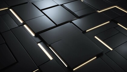 Wall Mural - Futuristic dark metal surface with clean lines and glowing accents