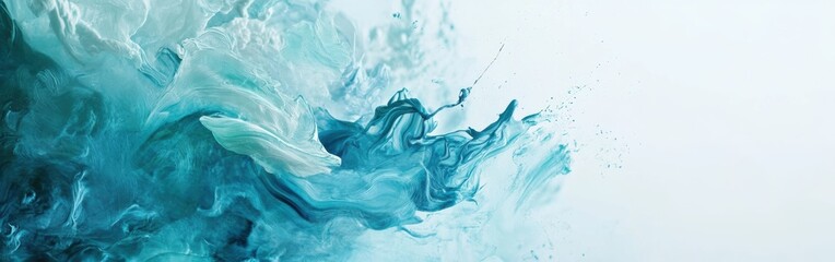 Poster - Abstract composition featuring pencil strokes and flowing pastel drips in mint and blue creating serene harmony