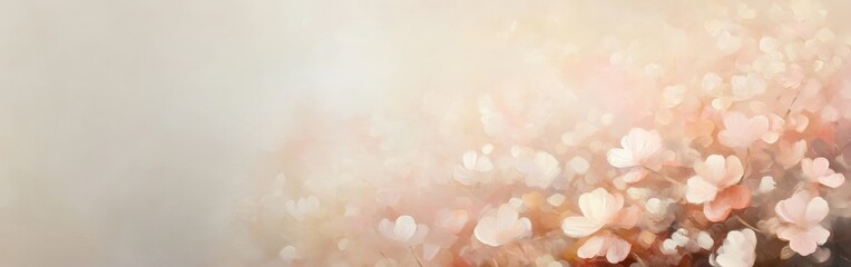 Poster - Soft blush pink and cream bokeh with muted gray background creates a romantic atmosphere for any occasion