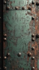 Poster - Metal surface showcasing tarnished green, oxidized brown, and charcoal black hues, creating a vintage and industrial atmosphere