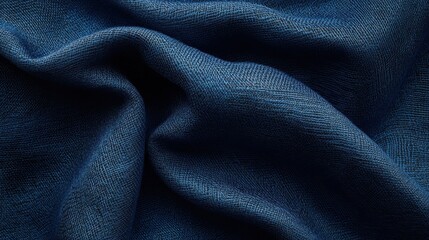 Poster - Luxurious deep navy blue fabric with subtle gradients creating a cozy and elegant texture for various uses