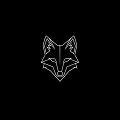 Wall Mural - Geometric fox head design, minimalist art, dark background, for logo or print