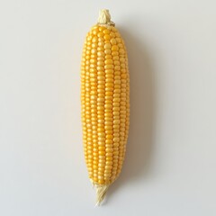 Poster - Fresh corn cob with vibrant yellow kernels displayed against a plain white background