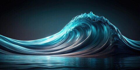Poster - Abstract Teal Ocean Wave with Smooth Surface Reflection