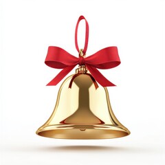 Poster - Shiny golden bell adorned with a bright red ribbon creates a festive atmosphere for celebrations and special occasions