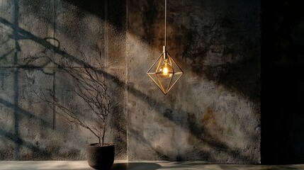 Poster - Unique pendant light design illuminating modern space home interior decorative element contemporary minimalist concept