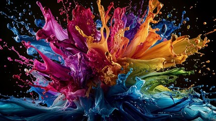 Aufkleber - Dynamic color splash art gallery exhibition abstract imagery vibrant environment artistic perspective creative concept
