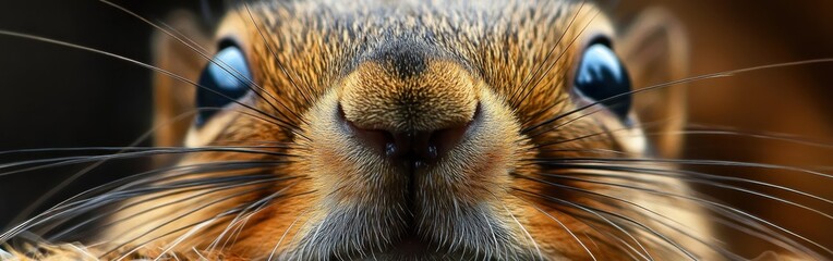 Poster - Close-up view reveals intricate details of a squirrel's face showcasing bright eyes and textured features