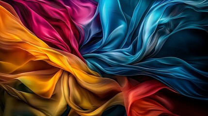 Fototapete - Vibrant swirling geometric shapes abstract art digital creation colorful environment close-up view visual concept