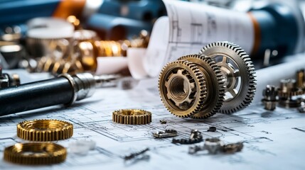 Poster - Innovative engineering design process workshop mechanical components industrial setting close-up creativity unleashed