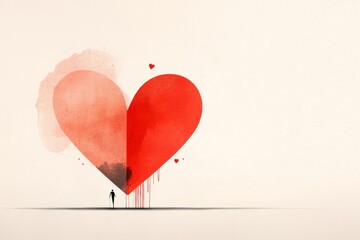 Poster - A minimalist illustration of a red heart with a soft gradient, centered on a clean white background, symbolizing love and simplicity