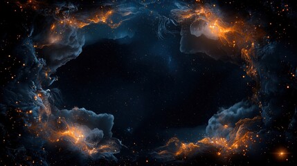 Poster - Celestial Fantasy Scene with Detailed Accents and Cosmic Borders Emphasizing Ethereal Vistas in Space