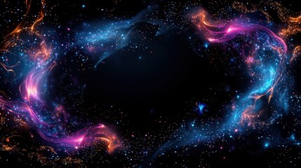 Poster - Celestial Fantasy Border with Glowing Swirls and Cosmic Design Elements