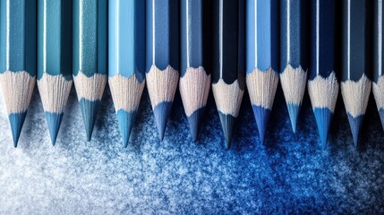 Poster - Gradient of blue pencil strokes arranged in a striking pattern on a white background
