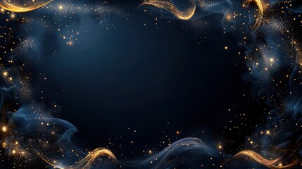 Poster - Enchanted Golden Patterns with Fantasy Borders on a Dark Background for Creative Projects