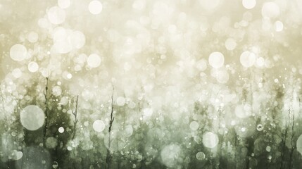 Aufkleber - Subtle bokeh lights creating a tranquil atmosphere in a moss green and muted beige palette for calming ambiance