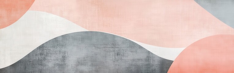 Poster - Smooth pastel strokes create calming arcs in shades of peach and gray for relaxing decor