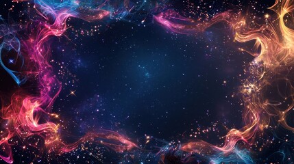 Poster - Celestial Fantasy Borders with Glowing Elements in Vibrant Colors and Cosmic Background