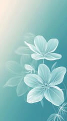 Aufkleber - Minimalist white flower outlines against a soft light blue background showcasing delicate beauty and tranquility