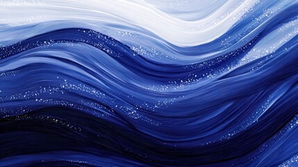 Aufkleber - Minimalist art featuring flowing waves in various shades of lavender and blue with subtle textures and blending techniques