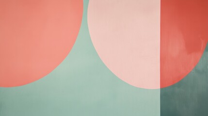 Poster - Minimalist design featuring coral half-circles against a muted teal background for modern decor inspiration
