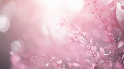 Aufkleber - Soft pink foliage illuminated by gentle sunlight creates a serene atmosphere in a tranquil outdoor space during daytime