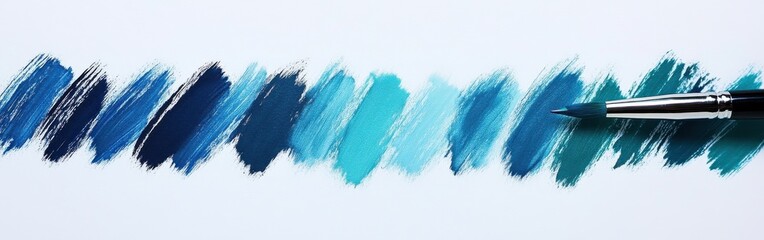 Poster - Elegant pencil strokes create a stunning gradient of blue and teal hues for artistic exploration