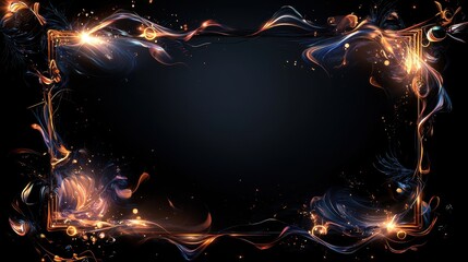 Poster - Enchanting Fantasy Frame Design with Glowing Elements and Mythical Borders in Dark Background