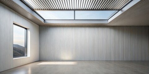 Aufkleber - Modern minimalist interior with skylight and ribbed wall