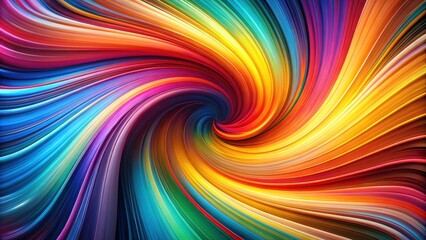 Poster - Abstract Swirling Rainbow Vortex of Vibrant Hues and Dynamic Lines