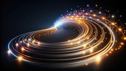 Poster - Abstract Glowing Swirls of Light and Energy, a Dynamic Circular Composition of Bright Trails and Sparkling Particles
