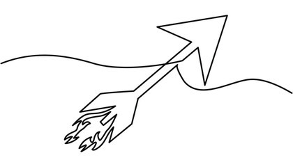 Fototapete - Arrow icon continuous one line drawing illustration. arrow icon outline vector illustration.