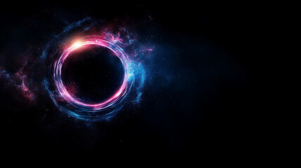 Wall Mural - cosmic ring: abstract art depicting a vibrant, glowing ring of energy against a dark, cosmic backdro