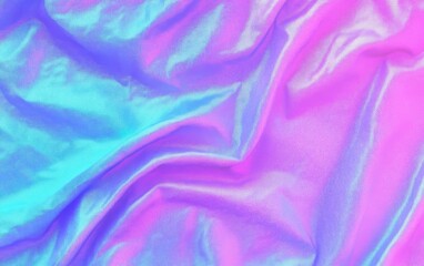 Poster - Iridescent fabric showing vibrant shades of blue and pink. Perfect for backgrounds and creative projects.