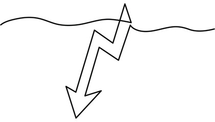 Fototapete - Arrow icon continuous one line drawing illustration. arrow icon outline vector illustration.