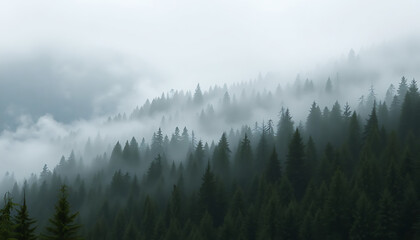 Mystical Misty Forest Landscape