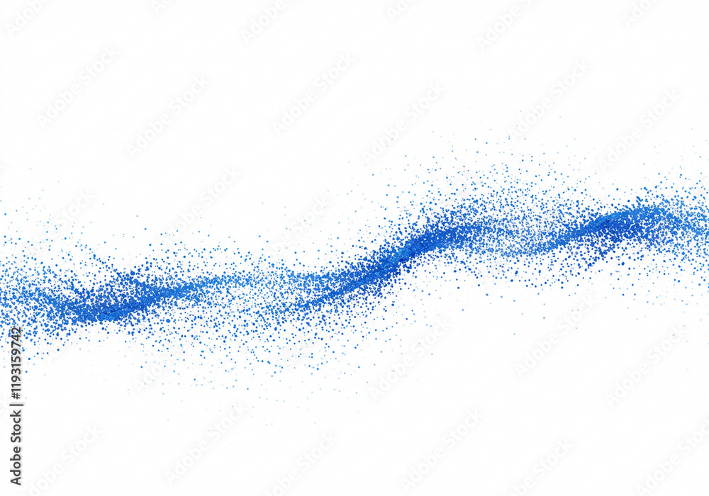 Abstract blue wave made of dots forming a dynamic digital flow, clean ...