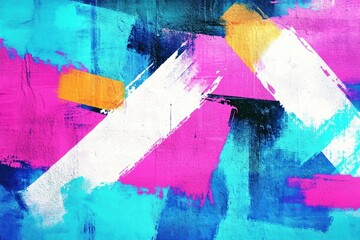 Poster - vibrant abstract background featuring bold brush strokes in striking colors of pink, blue, orange, a