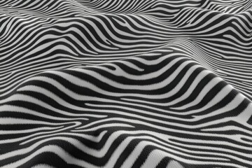 Poster - Abstract pattern of black and white wavy lines creating a dynamic visual texture for artistic backgrounds.