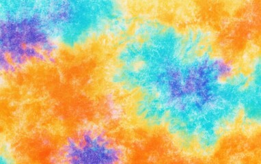 Poster - vibrant tie-dye pattern with orange, blue, and purple hues, perfect for backgrounds and artistic des