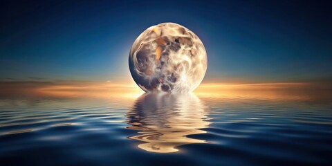 Poster - Serene Sunset A Celestial Sphere Reflects in Calm Waters