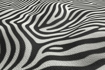 Poster - Abstract pattern of flowing black and white stripes resembling a zebra's coat on a textured surface.
