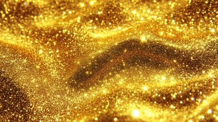 Poster - A mesmerizing close-up of shimmering gold particles creating a luxurious, sparkling background that evokes elegance.