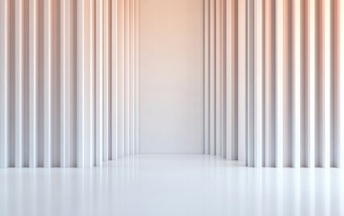 Poster - Minimalist interior with elegant columns and soft lighting, perfect for modern design.