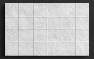 Poster - A seamless, textured background featuring white tiles stacked in a grid pattern, ideal for design or artwork projects.