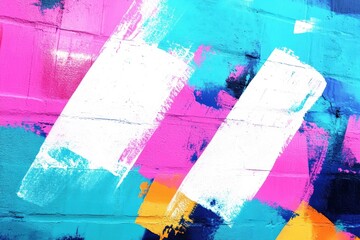 Poster - Vibrant abstract painting with bold colors and brush strokes on a textured wall, evoking creativity and energy.