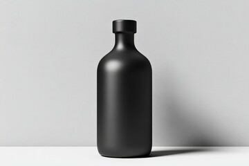 Poster - A simple black bottle on a minimalist background, perfect for product presentations or creative designs.