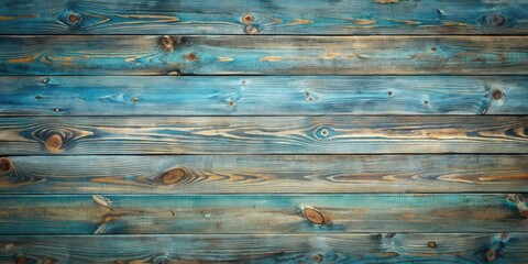 Aufkleber - Rustic Teal and Brown Wooden Planks Background Texture